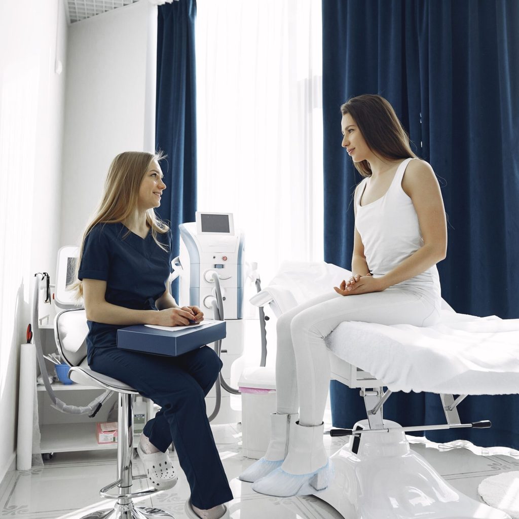 A women talking to her doctor about women's health in Cyprus.